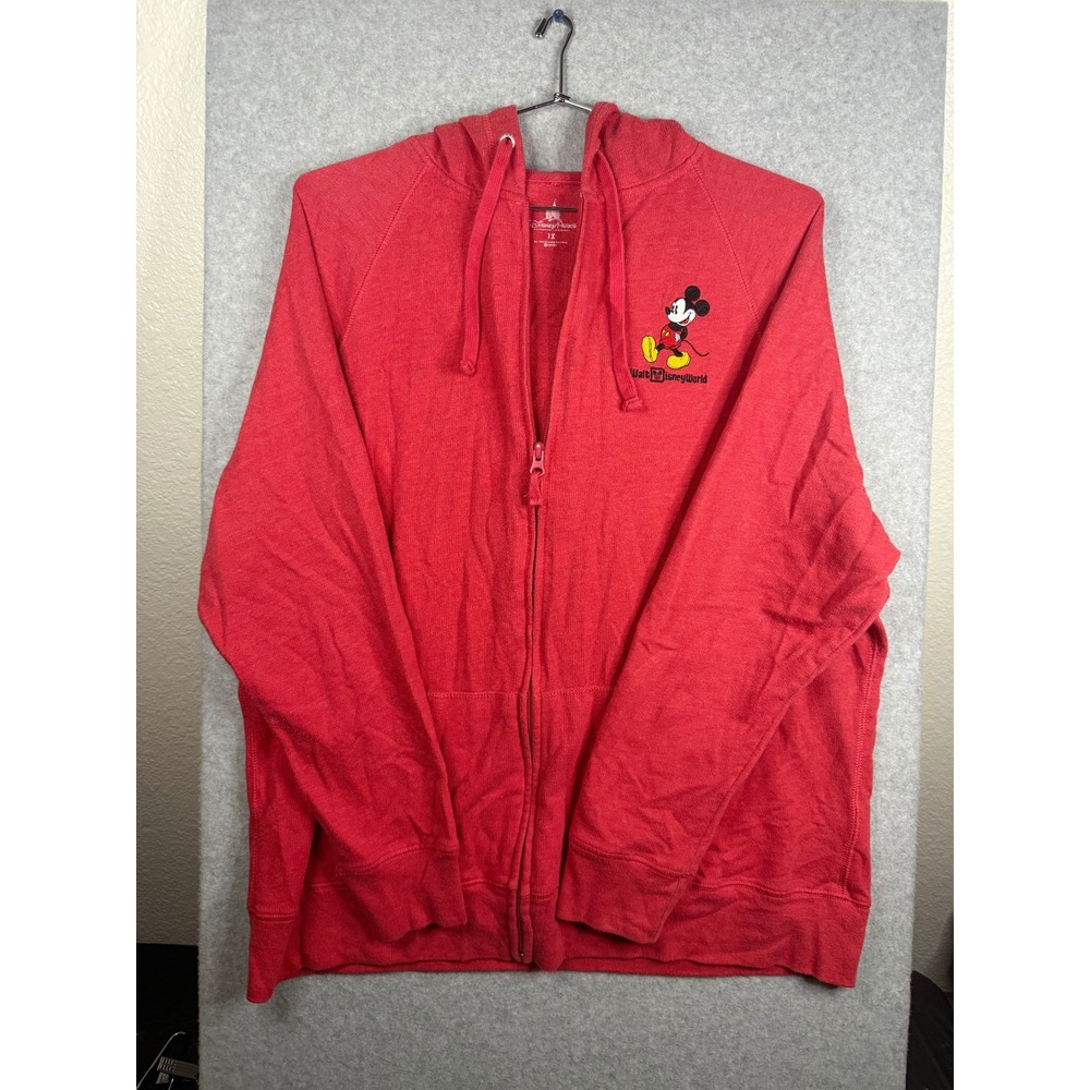 Disney Parks Walt Disney World Mickey Mouse Red Full Zip Hoodie Plus Size 1X